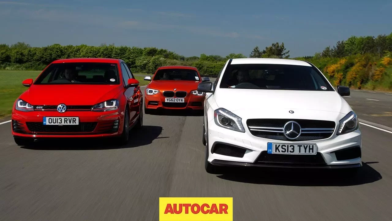 Mercedes A45 AMG vs Volkswagen Golf GTI vs BMW M135i - hot hatch mega test - autocar.co.uk