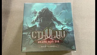The Discriminating Gamer: Cthulhu: Death May Die - Fear of the Unknown unboxing with Ray
