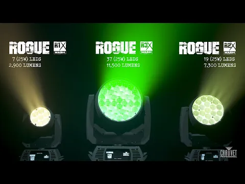 Product video thumbnail for Chauvet Rogue R2X Wash 19X25-Watt RGBW LED Moving Head