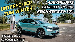 Skoda Enyaq iv80 Sommertest! Reichweite Ladezeit Ladeverluste! #elektroauto #skodaenyaq