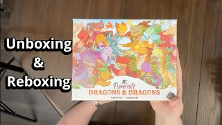Flamecraft: Dragons & Dragons Expansion - Cozy Board Game Unboxing & Reboxing - What's in the Box?