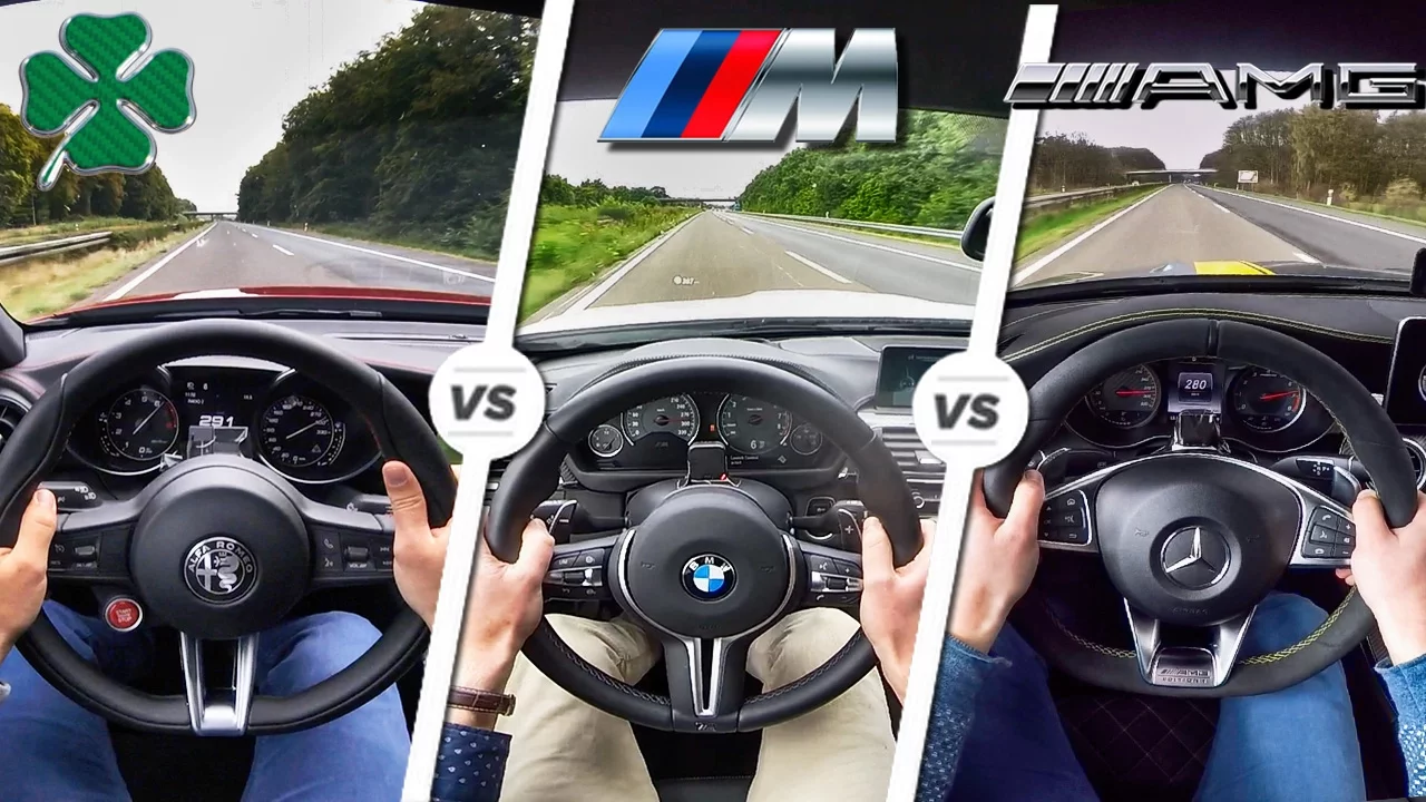 Alfa Giulia QV vs M3 COMPETITION vs C63 S AMG POV AUTOBAHN & SOUND by AutoTopNL