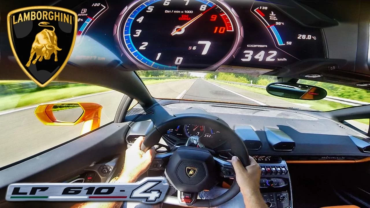 POV 342 km/h LAMBORGHINI HURACAN AKRAPOVIC INSANE! AUTOBAHN ACCELERATION TOP SPEED DRIVE & SOUND