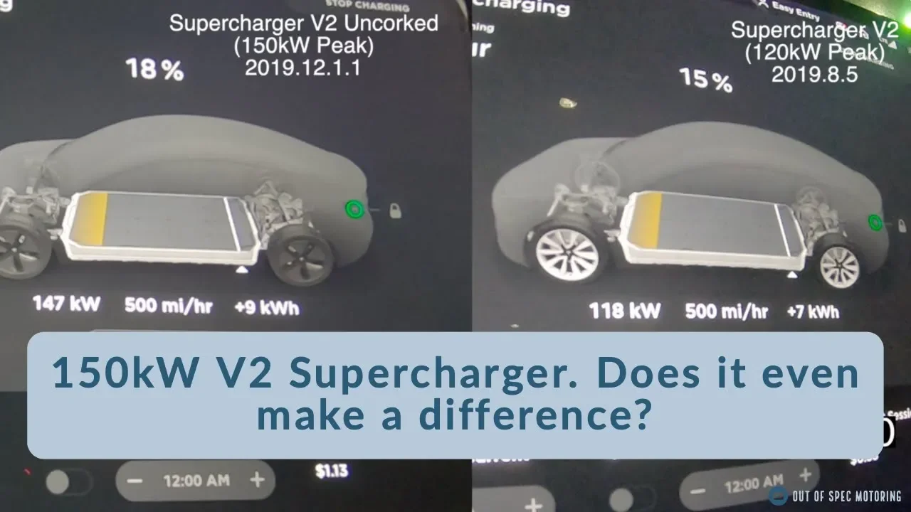 Tesla 150kW vs 120kW Supercharging | 2019.12.1.1