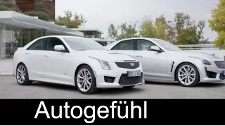 New Cadillac V-Series ATS-V Sedan (white) Coupé (Red) & CTS-V Sedan (silver & black)