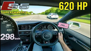 620HP Audi S5 B8 4.2 V8 SUPERCHARGED | 100-200 SOUND & TOP SPEED on AUTOBAHN