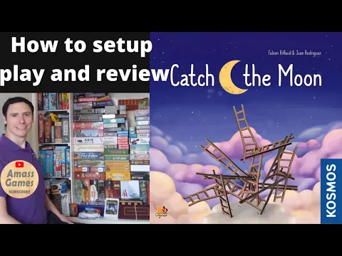 Catch the Moon dexterity ladder board game AmassGames party children cute clouds #tabletop