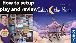 Catch the Moon dexterity ladder board game AmassGames party children cute clouds #tabletop