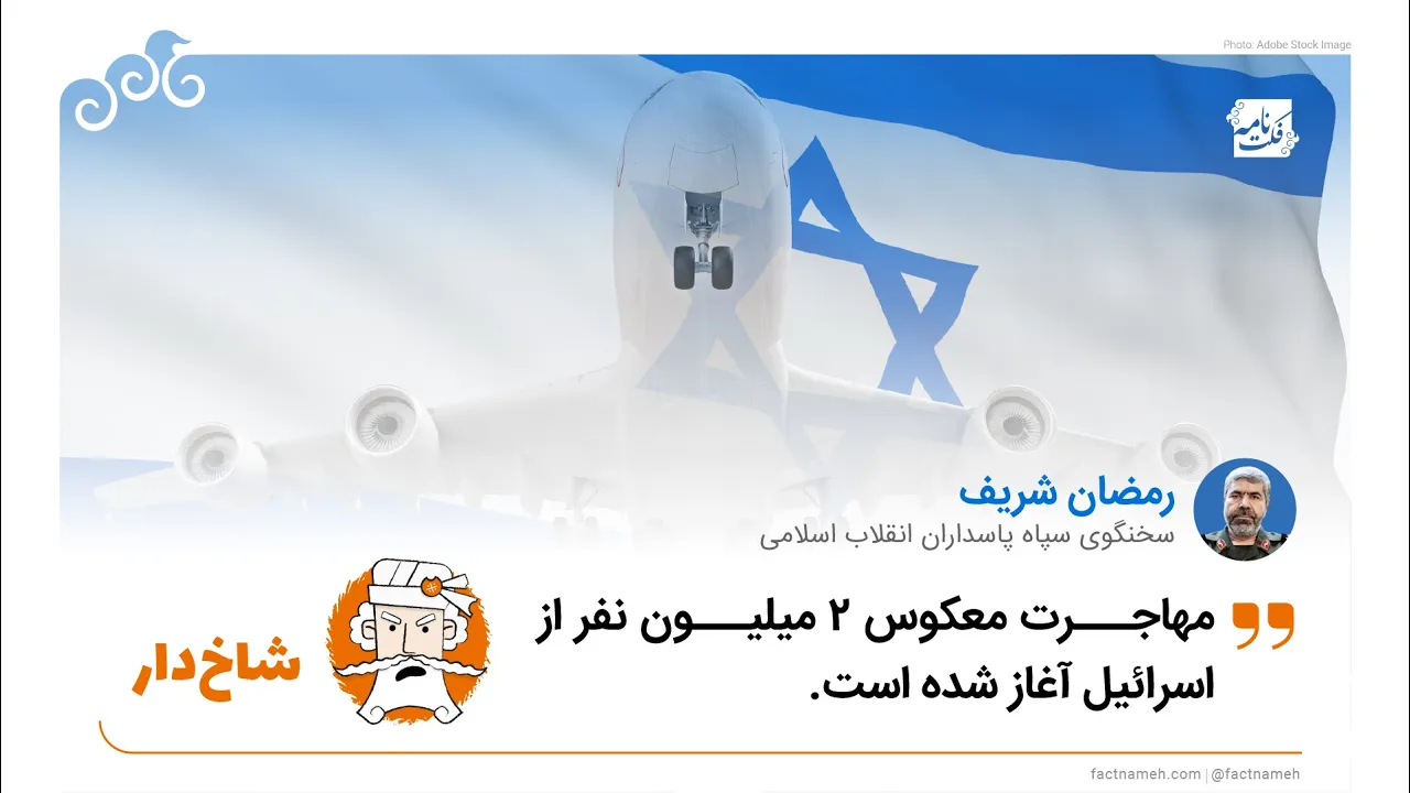 ادعای نادرست سخنگوی سپاه و رهبر جمهوری اسلامی درباره مهاجرت معکوس ۲میلیون نفر از اسرائیل