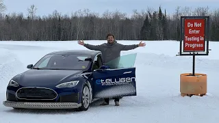 I Drive A 7 Year Old Prototype Tesla Model S Tri-Motor At A Secret Cold Weather Test Facility!