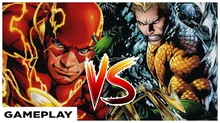 DC Deck-Building Game Gameplay || Flash vs. Aqua Man || Core Set