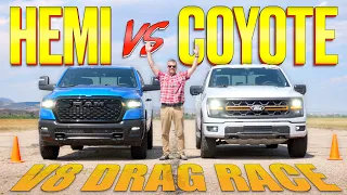 The Ram HEMI V8 RETURNS to the Drag Strip: But Is It FASTER Than Ford's Coyote V8 F-150?