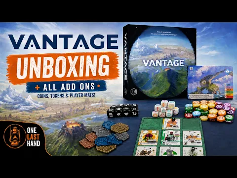 Vantage Board Game Unboxing | With All Add Ons - Coins, Tokens & Player Mats!