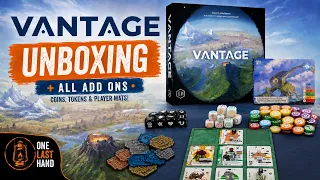 Vantage Board Game Unboxing | With All Add Ons - Coins, Tokens & Player Mats!