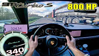 340KMH in an 800HP PORSCHE 911 TURBO S on the UNLIMITED AUTOBAHN!
