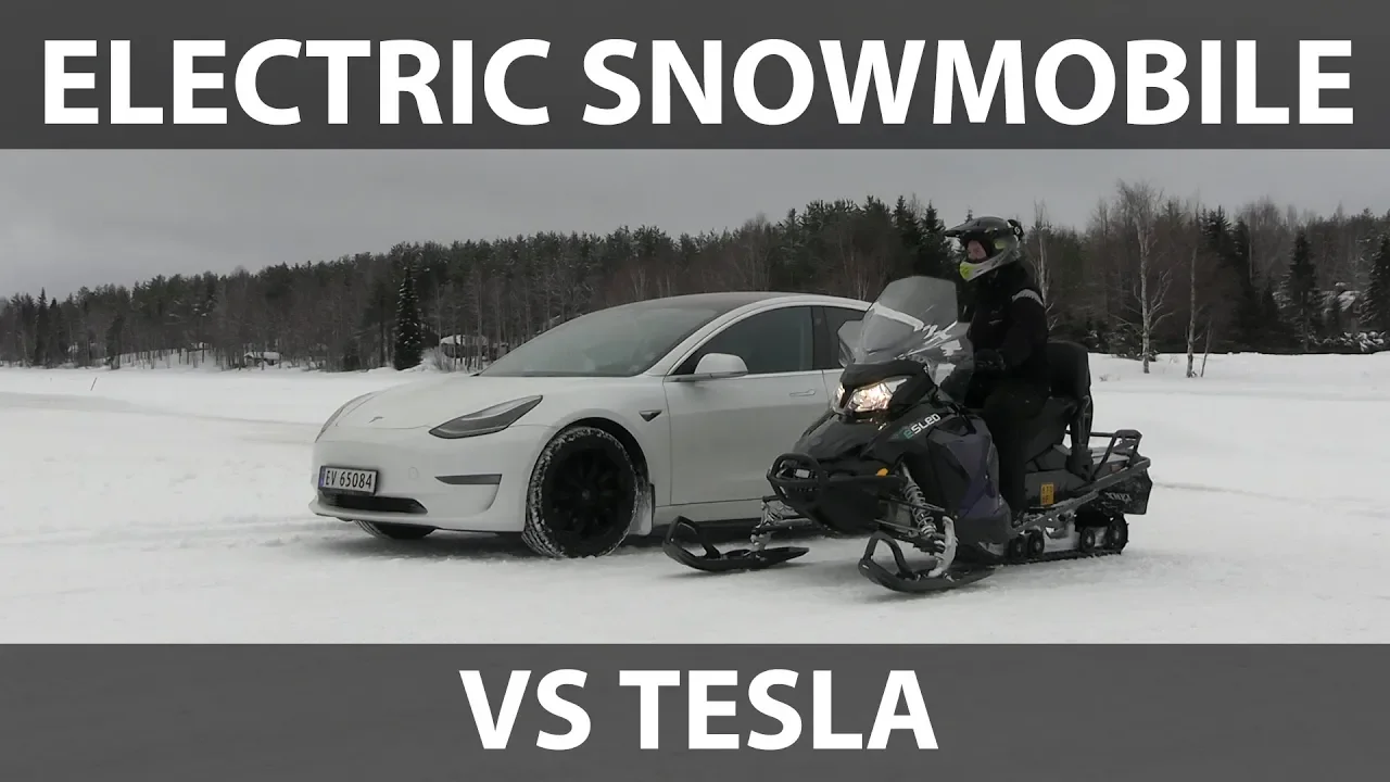 Model 3 vs electric snowmobile drag race