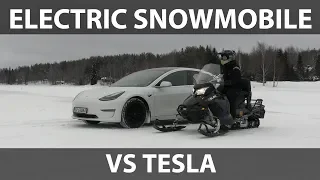 Model 3 vs electric snowmobile drag race