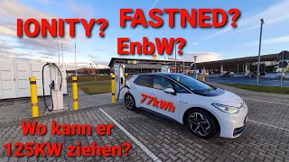 VW ID.3 Ladeleistung bei IONITY FASTNED und Enbw! Wer gewinnt?