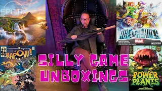 Silly Board Game Unboxings - February, 2023 - Earth, Power Plants, Bamboo, and more!