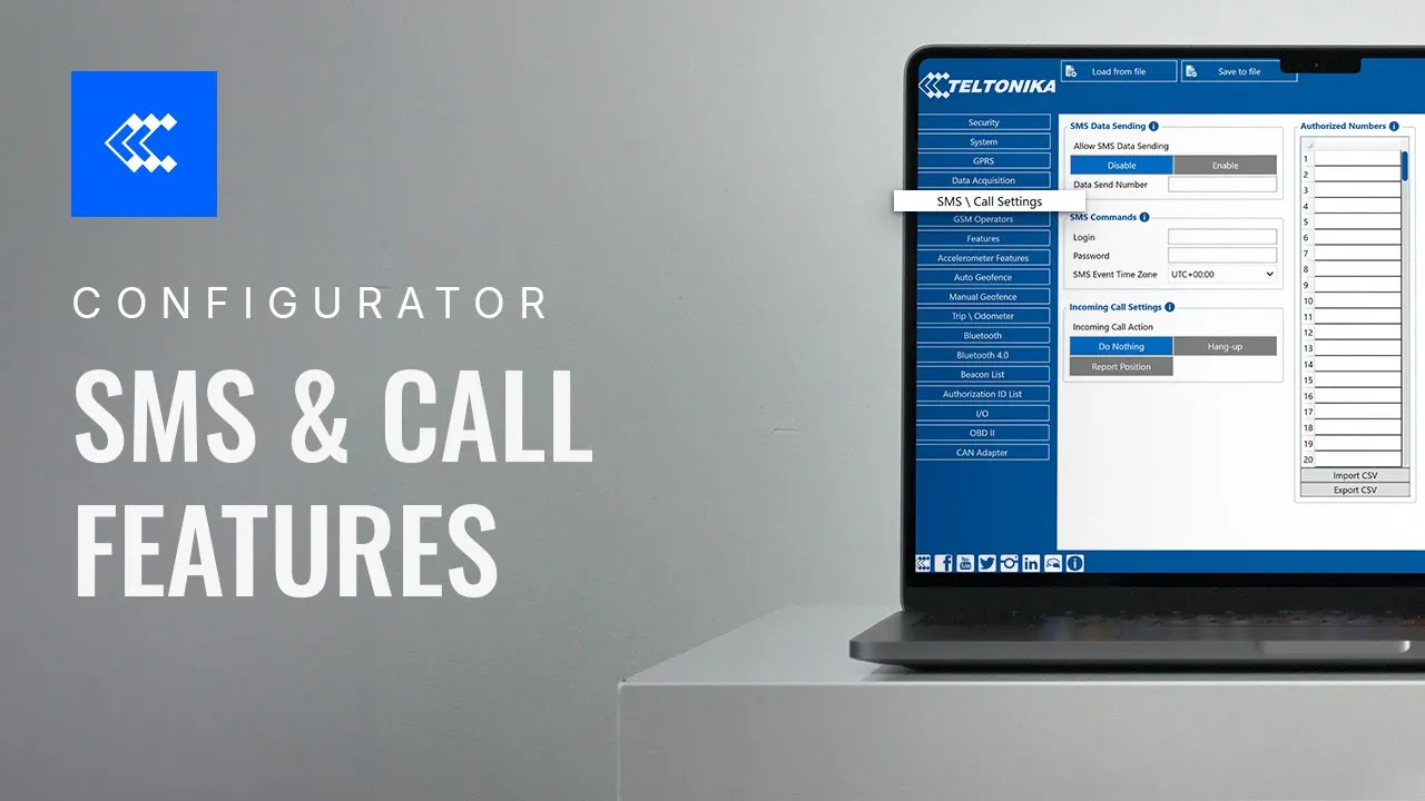 Teltonika Configurator | SMS / Call Settings, SMS Events, and GSM Operators Menu | Teltonika image