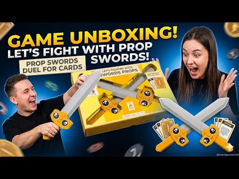 LET'S HIT EACH OTHER WITH FAKE SWORDS board game unboxing @boardgameworld