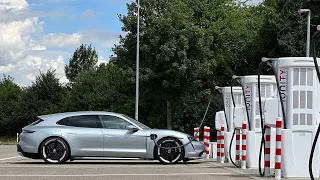 Top Speed In The Porsche Taycan Turbo Sport Turismo On The German Autobahn!