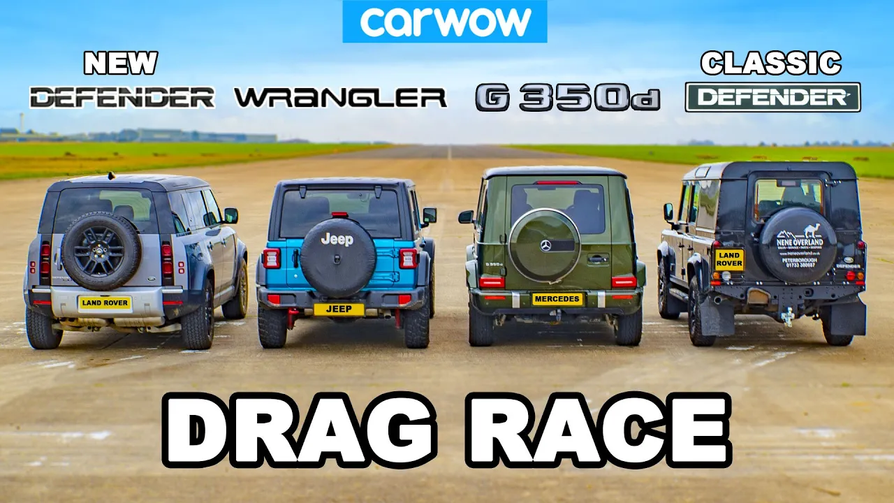 Mercedes G350 vs Jeep vs NEW & OLD Defender: DRAG RACE!