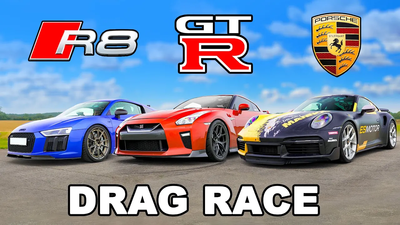 900hp Turbo S v 950hp R8 v 1,000hp GT-R: DRAG RACE