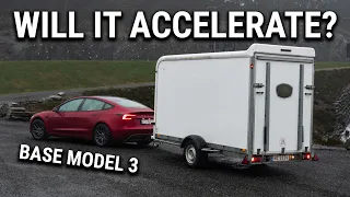 Insane Range Loss When Towing With The Cheapest Tesla In The World