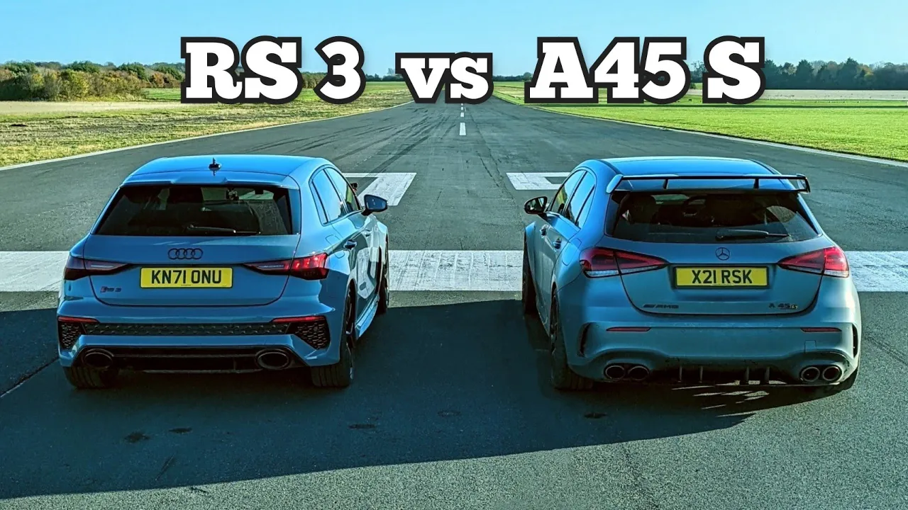 New Audi RS 3 v AMG A45 S - DRAG RACE Hyper Hatch | 4K