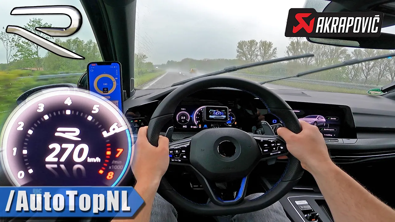 VW Golf R MK8 is INCREDIBLE in the RAIN on the AUTOBAHN by AutoTopNL
