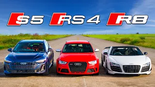 Can the new Audi S5 beat an R8 V10? DRAG RACE