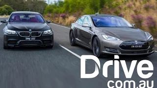 Tesla Model S P85D vs BMW M5 Nighthawk | Drive.com.au