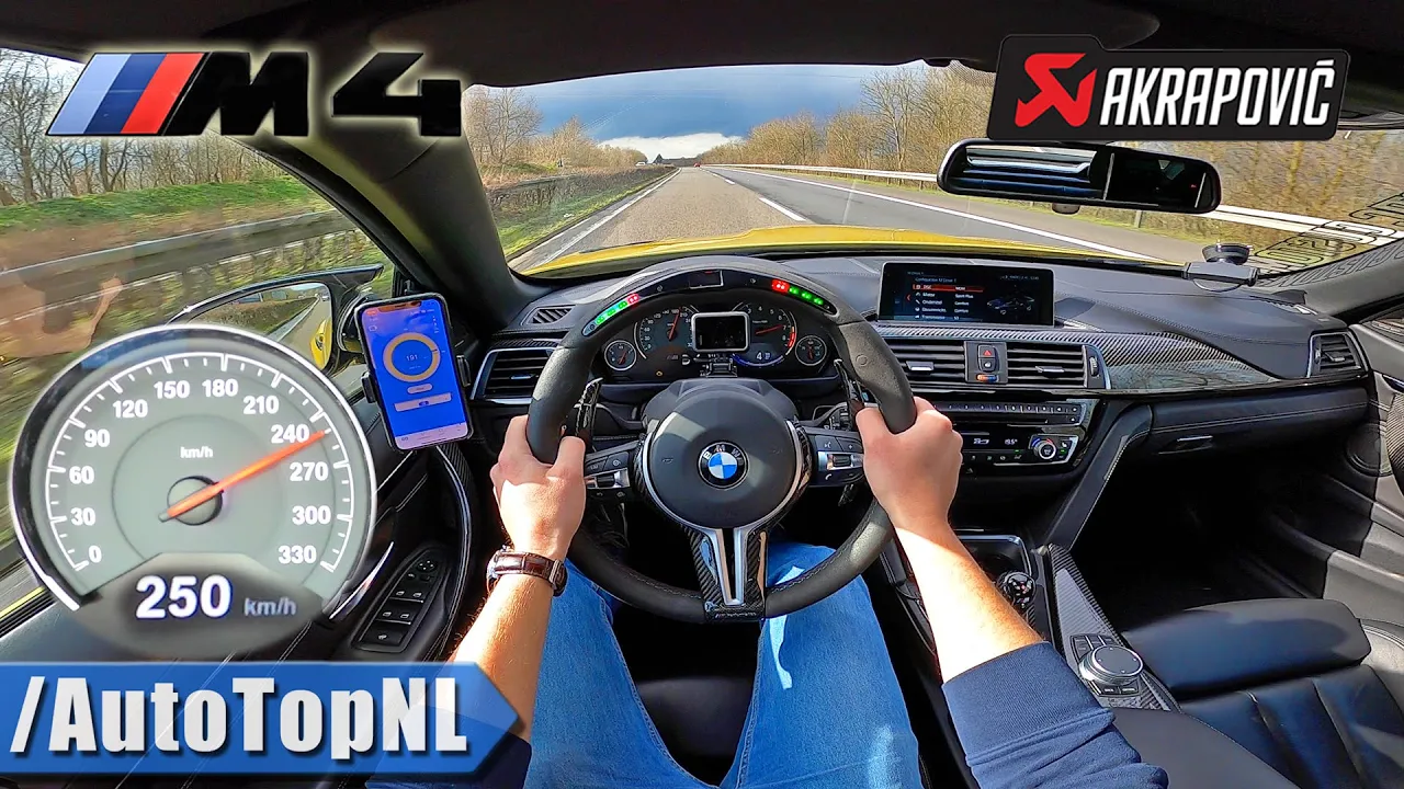 BMW M4 AKRAPOVIC & LED M PERFORMANCE Steering Wheel | TOP SPEED on AUTOBAHN by AutoTopNL