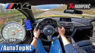 BMW M4 AKRAPOVIC & LED M PERFORMANCE Steering Wheel | TOP SPEED on AUTOBAHN by AutoTopNL