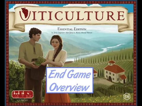 An overview of the end of my 3 player game of Viticulture by Stonemaier Games.