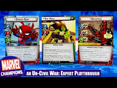 MARVEL CHAMPIONS Synthezoid Smackdown with Expert She-Hulk vs Spider-Ham and Deadpool | Solo Play