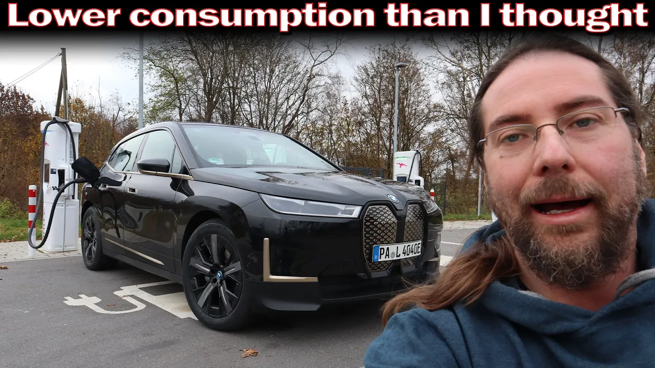 BMW iX 40 - 71 kWh - 130 km/h range test Autobahn at 5°C