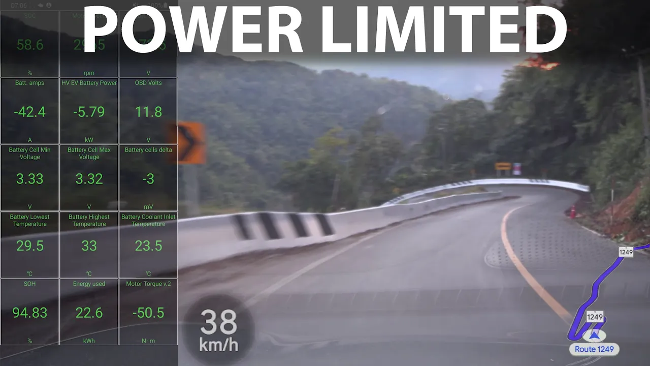 MG IM6 75 kWh RWD driving up Doi Ang Khang (very steep mountain)