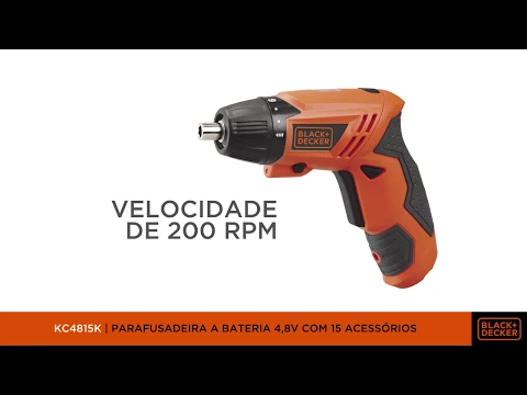 Parafusadeira 1/4" 4,8V KC4815K com 16 acessórios Black+Decker