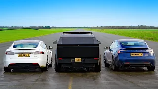 Cyberbeast v Fastest Teslas: DRAG RACE