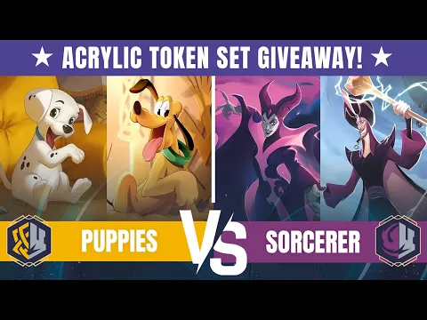 Puppies Amber Steel VS Sorcerer Amethyst Steel - Disney Lorcana TCG Paper Gameplay *TOKEN GIVEAWAY*