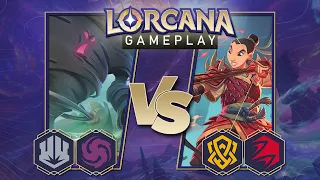 Disney Lorcana Trading Card Game Gameplay - Amythest/Steel vs Amber/Ruby