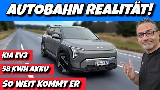 Hilfe, Akku leer! Kia EV3 58 kWh Autobahnreichweite im Test. Reicht die kleinere Batterie aus?