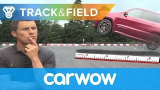 Long Jump: BMW M2 vs Honda Civic Type R vs Jeep SRT8 vs Caterham 620S | Track&Field