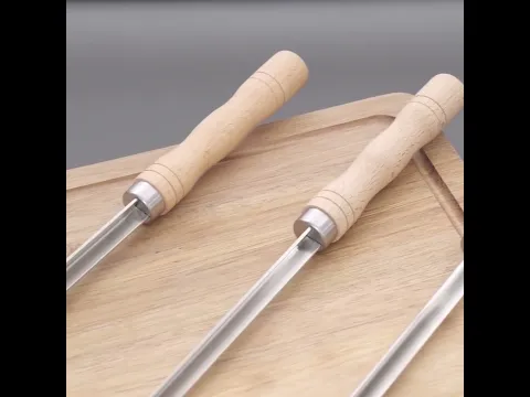 Conjunto de Espeto para Churrasqueira em Aço Inox 50cm Naterial - 3 Peças