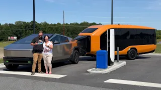 Towing Pebble Flow RV w/ Cybertruck!