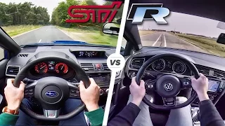 Subaru WRX STi vs VW Golf R Acceleration Exhaust Sound & POV Drive by AutoTopNL