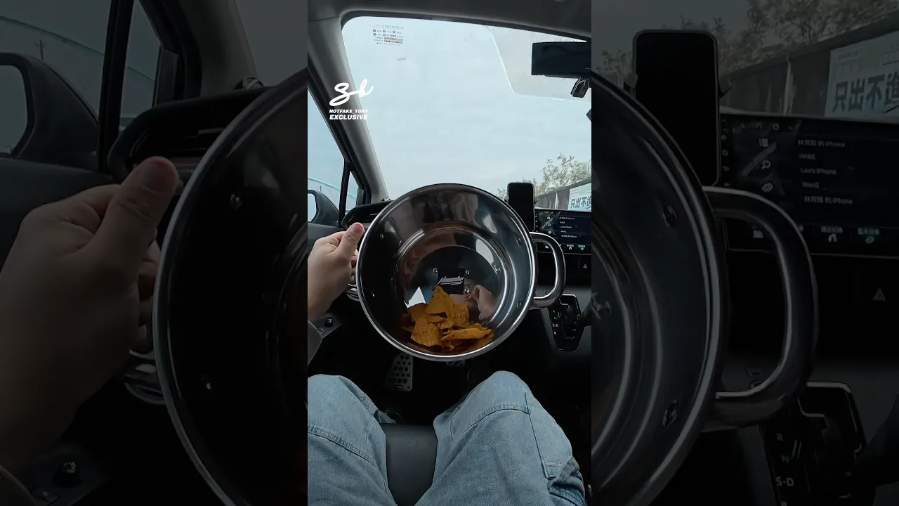 A Food Bowl Steering Wheel?! 😂 #driving #cars #steeringwheel