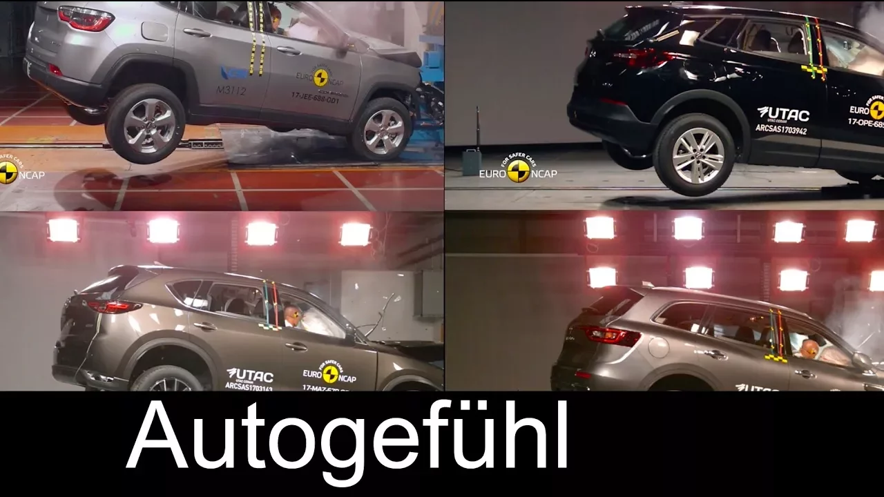 crash test Mazda CX-5 vs Opel Grandland X vs Renault Koleos vs Jeep Compass - Autogefühl